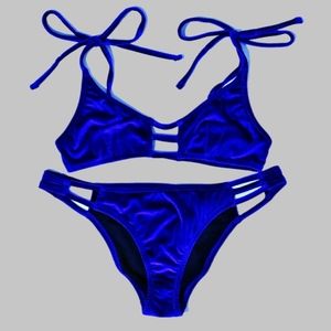 NWT Urban Outfitters Blue Velvet Bikini Set